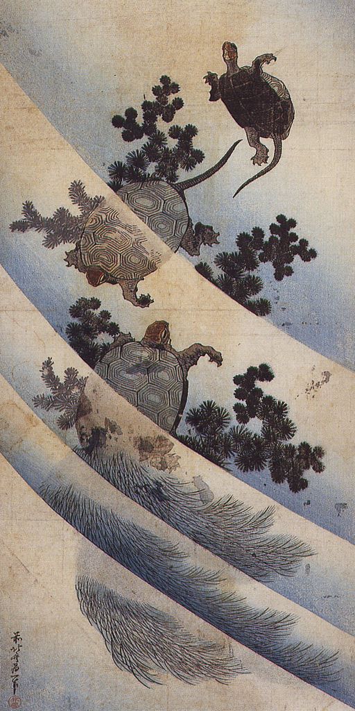 Hokusai: Tartarughe nella corrente.